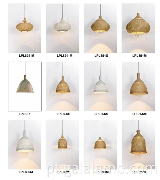 Grande lustre de pingente de bambu de vime com lâmpada decorativa de vime